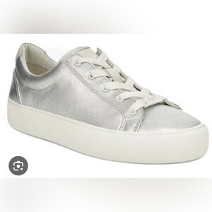 Ugg Zilo Metallic Platform Sneakers Silver Size 7 Lace Up Shoes